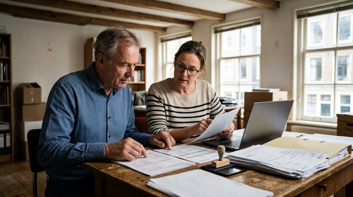 Boekhouder en eigenaar van een trainingsbureau nemen samen belastingpapieren door